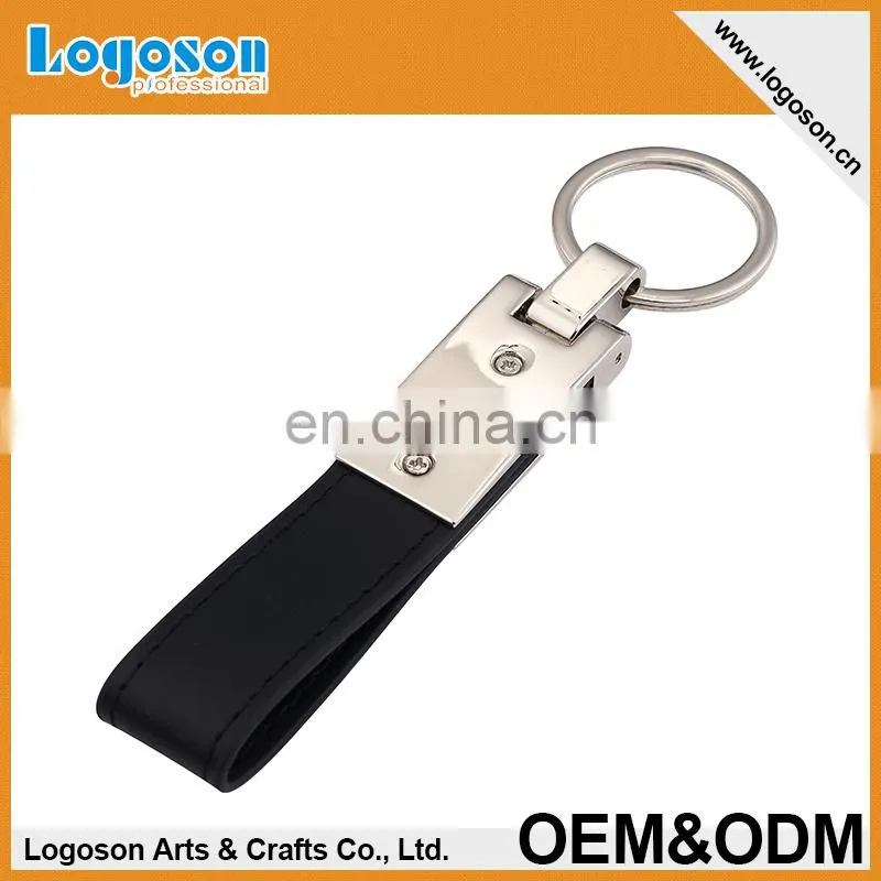 Fashion customized metal keychain leather strap keyring