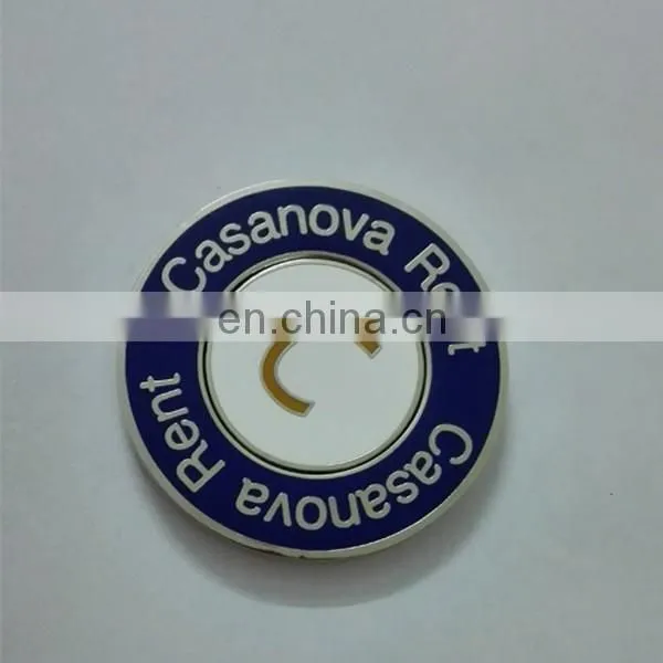 New 40mm 2 sided custom embossed metal magnetic golf poker chip ball marker