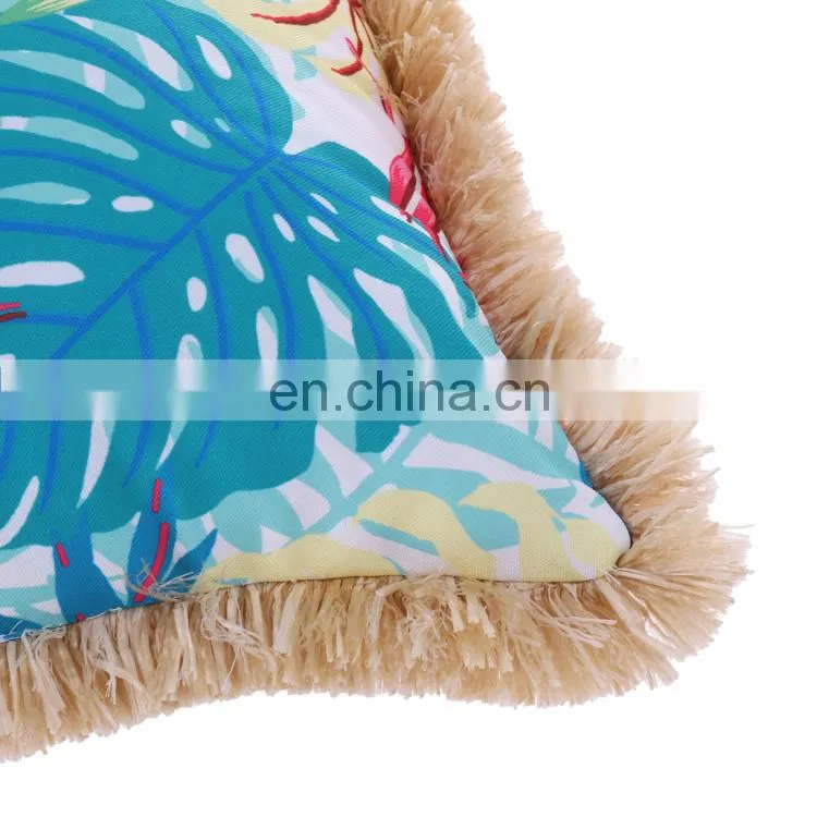 Hot Sell Tropical Outdoor Leaf Pillows Green Leaves Printing Outdoor Furniture Sofa Pillow Case