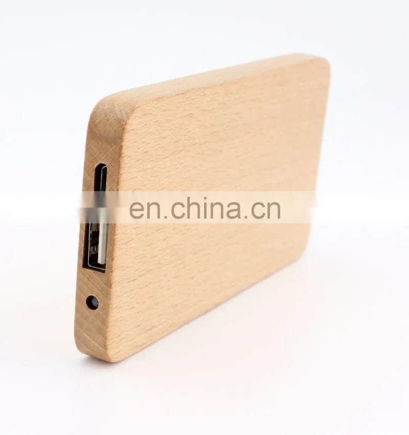 Wooden oem logo promotional 6000mah power bank wood battery charger super thin power charger for phone
