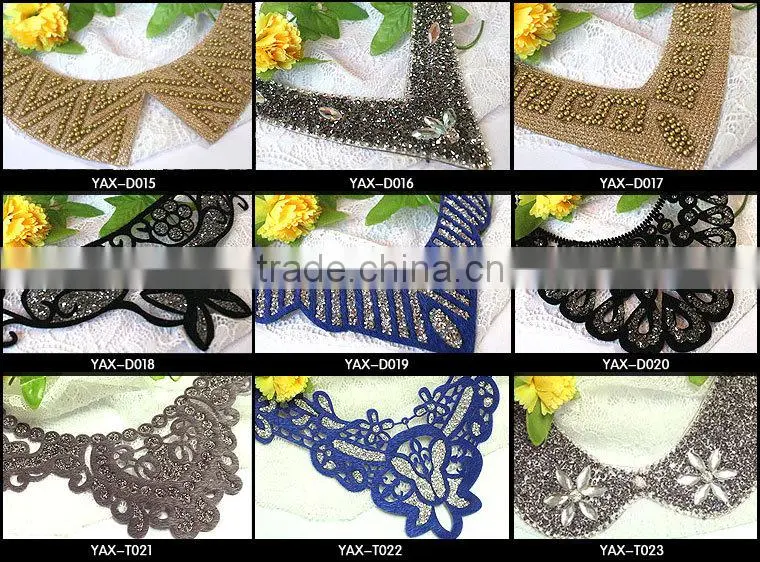 w425 V-neck Bead Patches, china manufacturer rhinestone beaded patches,rhinestone iron on patches