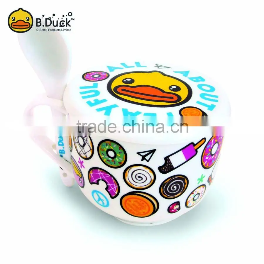 Boutique fashion colorful ceramic mug with lid & spoon in handle