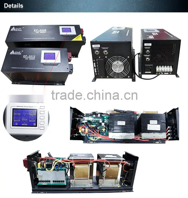 6KW Combined Charger Pure Sine Wave CPU LCD 12/24/48V Off Grid Solar Inverter Price