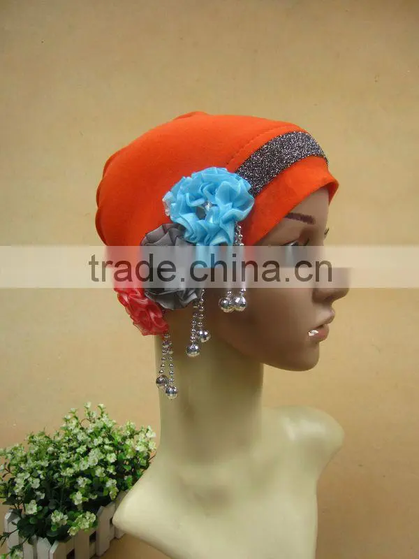 A521 fashion 3 flowers islamic hijab cap muslim hat