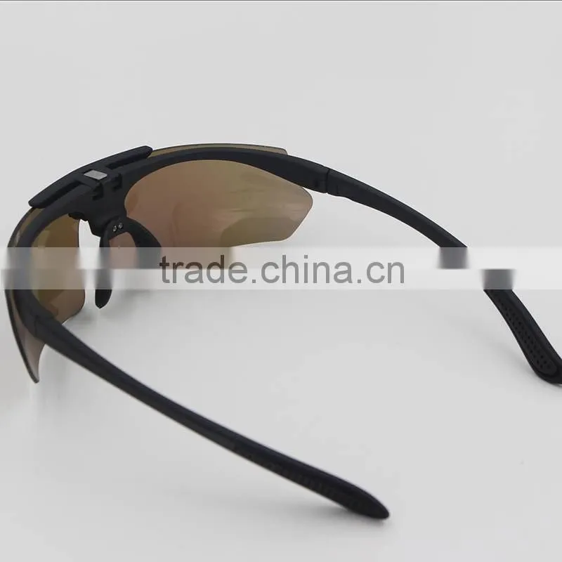 Matt black replaceable flip up polycarbonate frame uv protective eye gafas