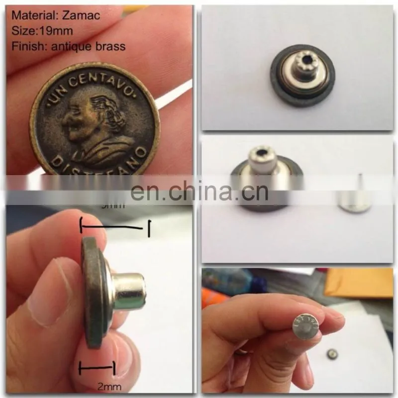 15mm Custom Metal Jeans Buttons
