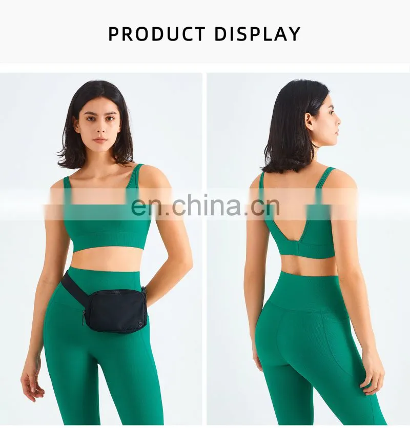 Custom Rib Adjustable Buckle Sports Bras Backless Gym High Impact Yoga Top