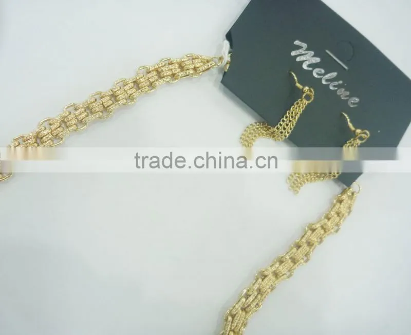 FASHION CHAIN TASSEL THREAD WRAPPED RHINESTONE NECKLACE EARRING SET
