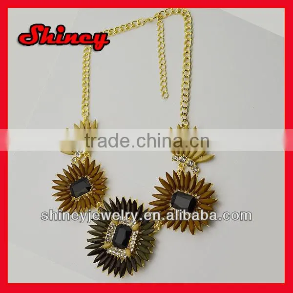 2014 hot sale sun flower alloy necklace,chunky bib necklace