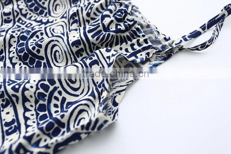 Summer Children Girl Clothes Set China Blue And White Strapless 2pcs Clothing Sets