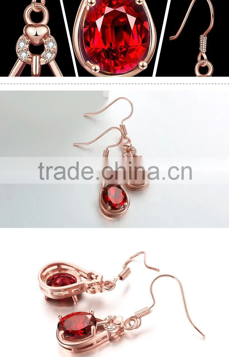 2015 fashiable new design big red rhinestone crystal earrings