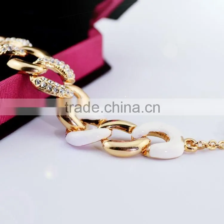 JOFO Brand Gold-Tone Diamond White/Black Enamel Cuff Bracele JDJ0394