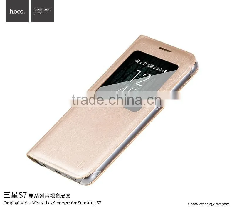 Hoco Flip PU Leather Case For Samsung S7 Original Series Leather View Window Protective Case For S7 TB-0259