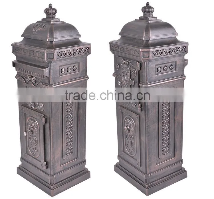 aluminum mailbox with lion statue letterbox