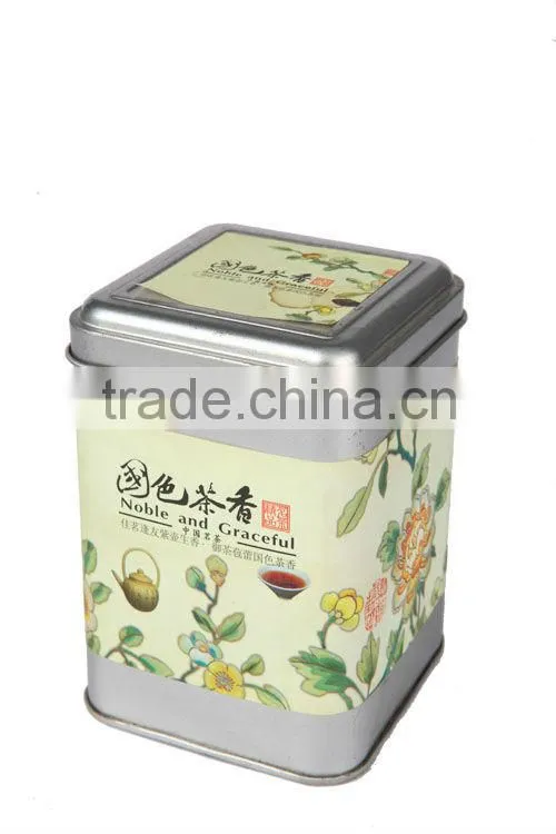 square tea tin box; chinese tea tin box with perfect embossing printing