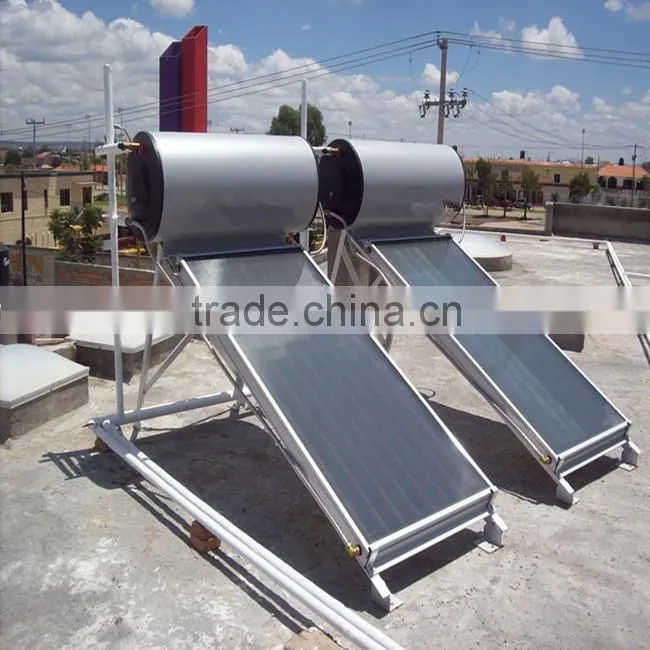 2016 China flat panel solar hot water heater with blue chorme collector