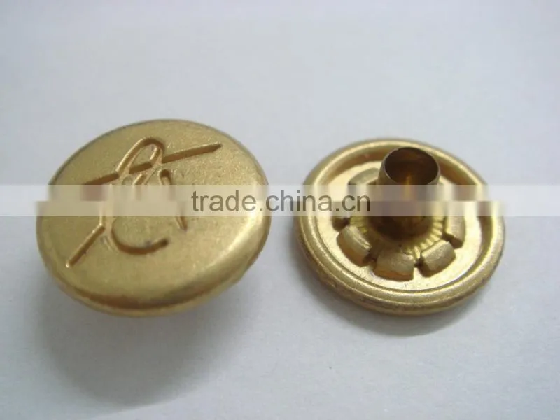 15mm gold color metal brass blind snap button