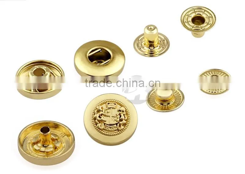 High Grade Embossed Logo Custom Gold Snap Button