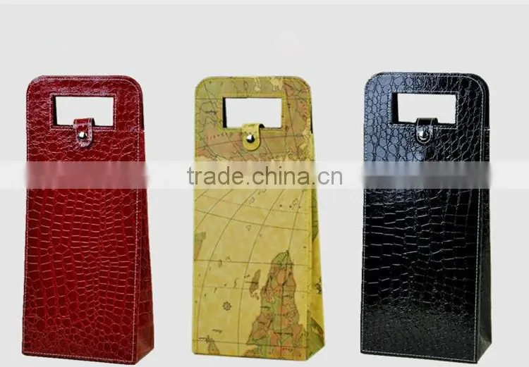 Cheap Single Bottle Gift Wine Bag With Velvet Leather Wine Boxes