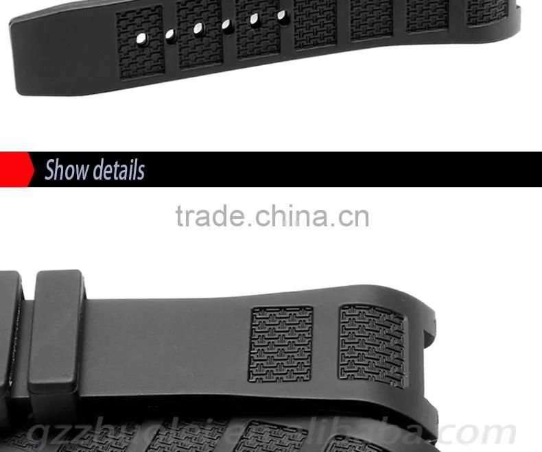 30*16mm waterproof black high quality rubber watch strap Wholesale 3PCS