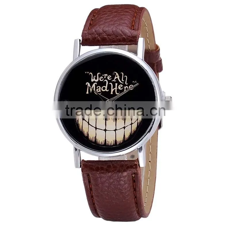 Brown Glass Lady Big Numbers Fashion Design Wrist Watch Women