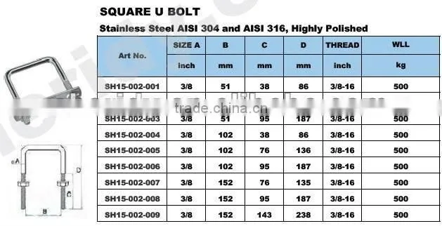 U Shaped Bolt