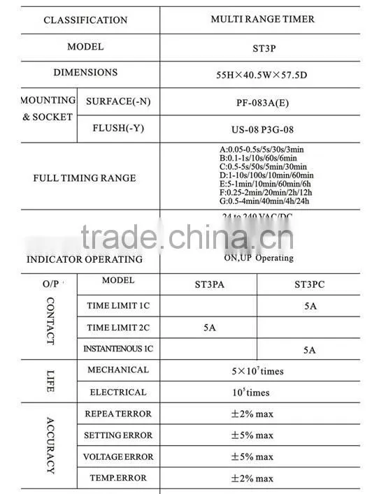 ST3PA Electrical Timer Relay 110V/220V