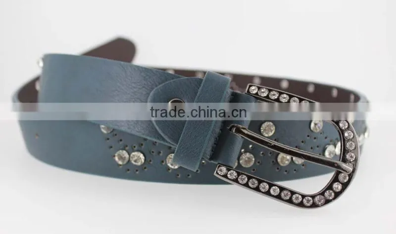 Women's Fashion rhinestone studded 35Mm pu leather jeans belt with shiny rhinestone accessories