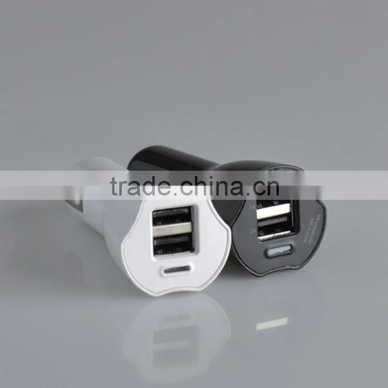 fast charging dual port mini usb car charger with RoHs CE FCC