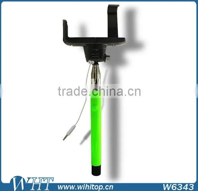 New Designer Extendable Wired Selfie Stick Handheld Monopod Self-pole Built-in Shutter With Mount Clip Holder