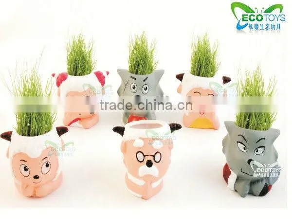 little Grey wolf Grass Doll,Doll with grass hair