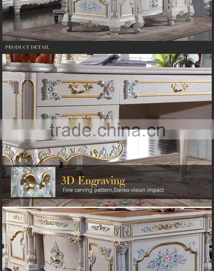 classical office furniture - solid wood hand carved leaf gilding home writing desk