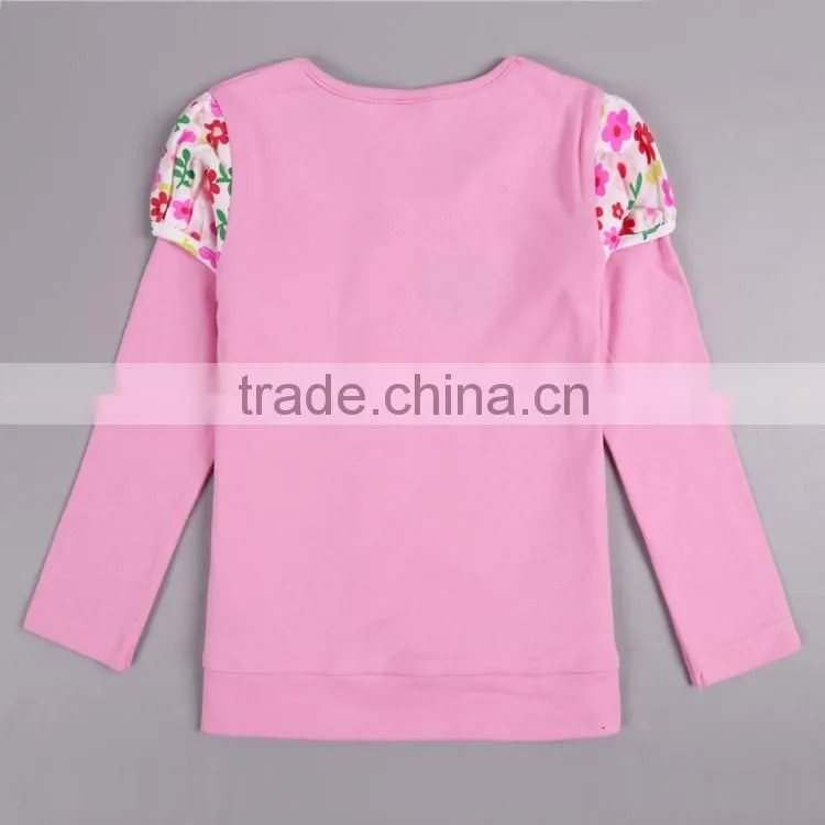 2-6Yrs (6518#PINK&WHITE)Ready made wholesale kid wear long sleeve heart appliqued winter top