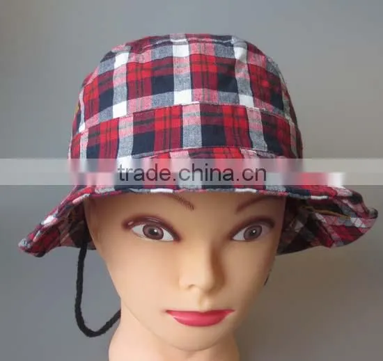 100% cotton check pattern bucket hat,plaid bucket hat