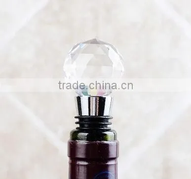 clear customised crystal wine bottle stopper for wedding favors
