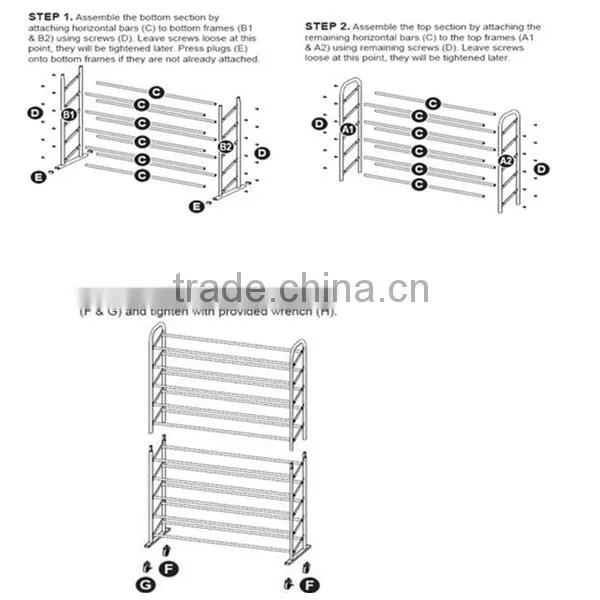 Practical 10 Tiers Shoe Display Rack Anti-slip Moveable Shoes Shelf