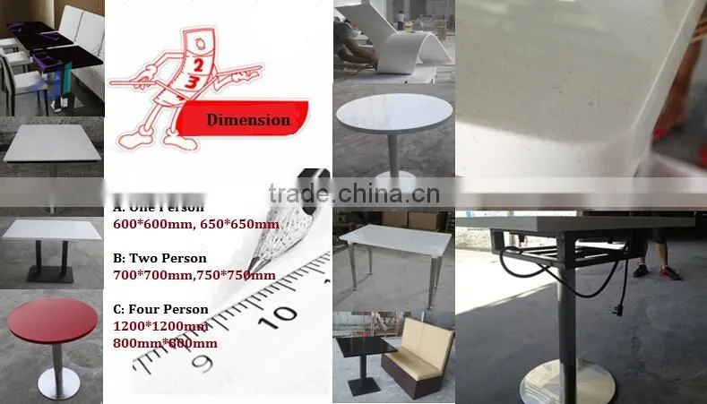 CE SGS Certified Acrylic Solid Surface Fast Food Korea Table Top