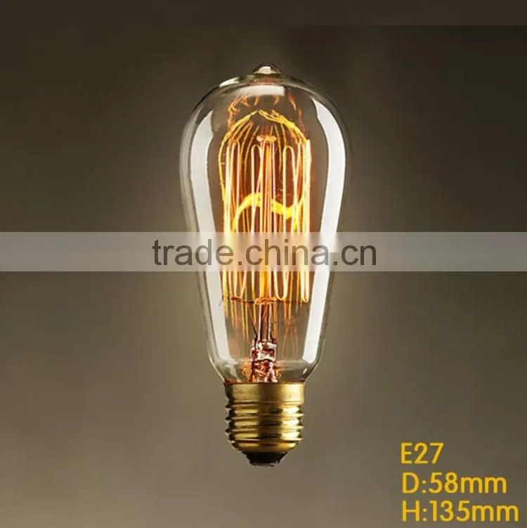 Hot Selling ST58 Cheap Edison Bulbs 40W E27 220V Edison Bulb Light