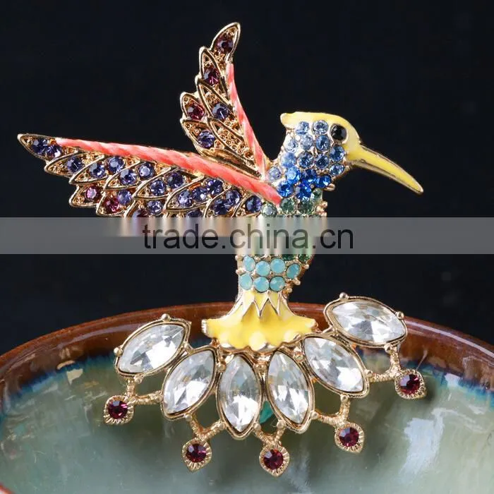 Vintage crystal bird custom brooch