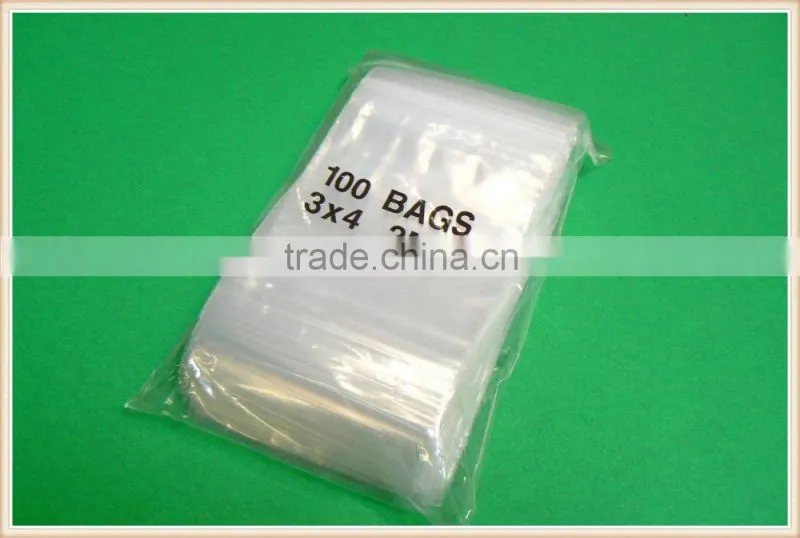 wholesale zlb-20 ZIPLOCK Bags 3x4 Clear Poly BAG RECLOSABLE 100 Baggies 2Mil 3"x4" ZIP LOCK