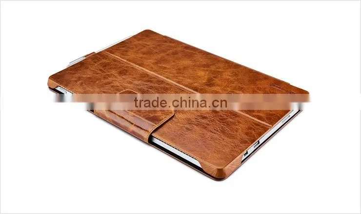 ICARER Genuine Leather Case for Microsoft Surface Pro 4 Flip Cover with Stand Function Vintage Series