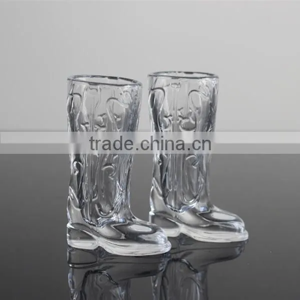 LXHY-BE021 Hand pressed engraving crystal glass beer boot