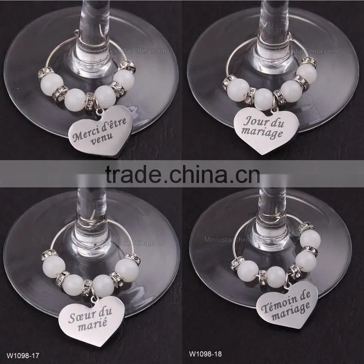 Wedding DIY Decorations French Luxurious Events Table Decorative Crafts Party Supplies Wine Glass Charms