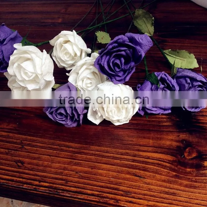 craft crepe paper flower, purple crepe paper flower, wedding decoration flower