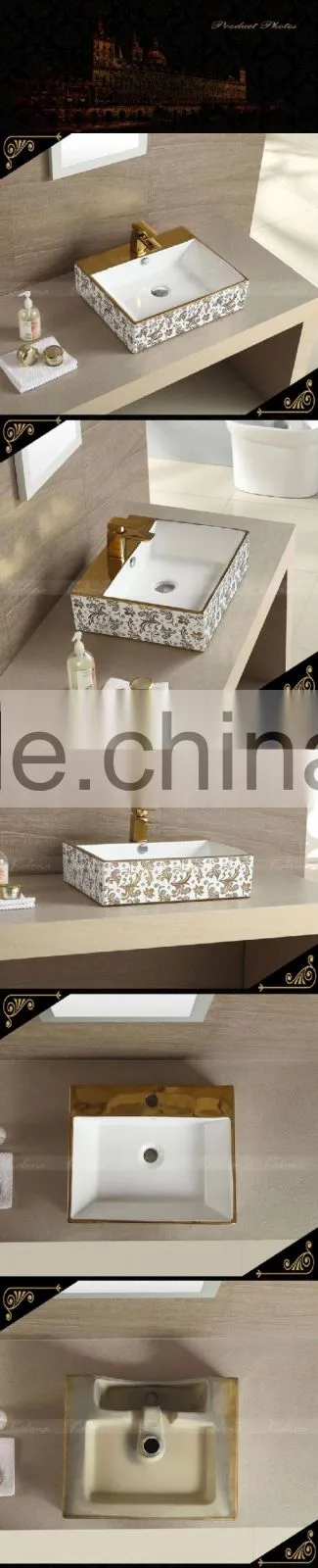bathroom art basin gold color ceramic hand wash sink Silver washing basin