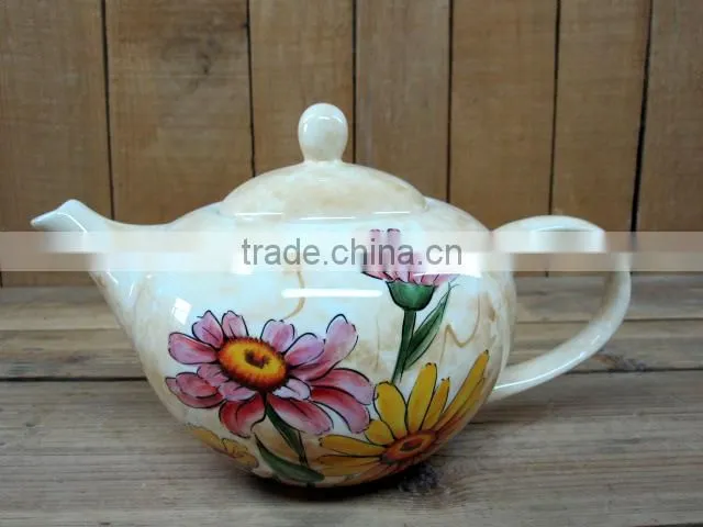 Wholesale handpaint daisy ceramic hang side flower planter set