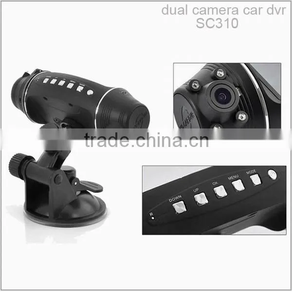 SC310 high quality 2 channel car dvr 2.7 dual camera gps g-sensor car dvr