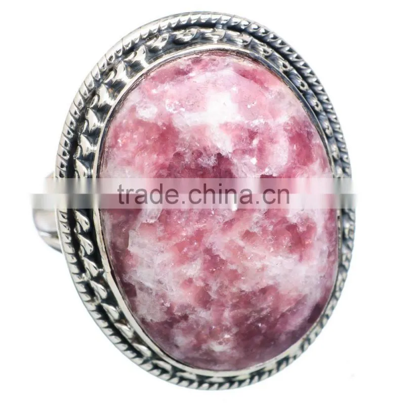 Wholesale price silver jewellery, NaturalLepidolite ring in all sizes