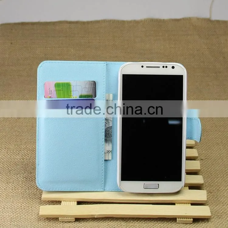 Hot Selling Ultra Thin Lichee PU Leather Case Wallet Folio Flip Cover for Samsung GALAXY S4 i9500