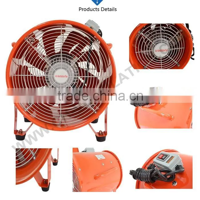 Portable explosion proof axial flow exhaust ventilator blower fan